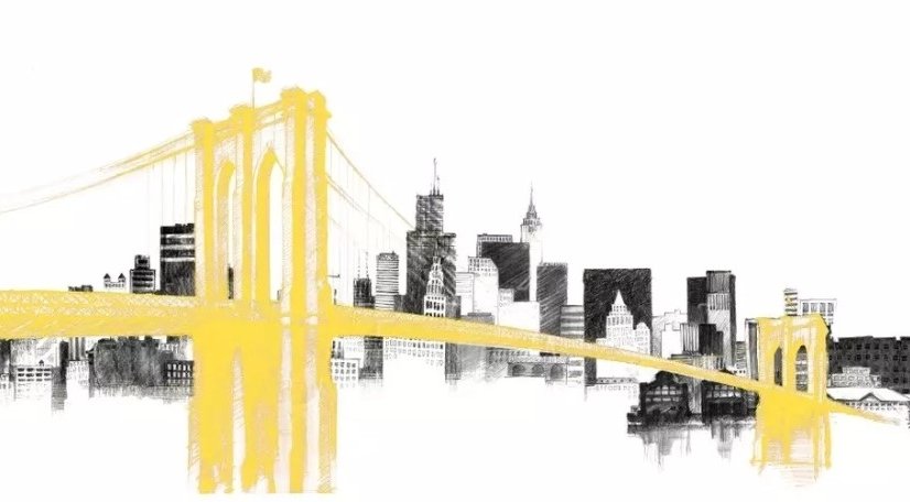 Aquarellstadt mit Brooklyn Bridge Fototapete