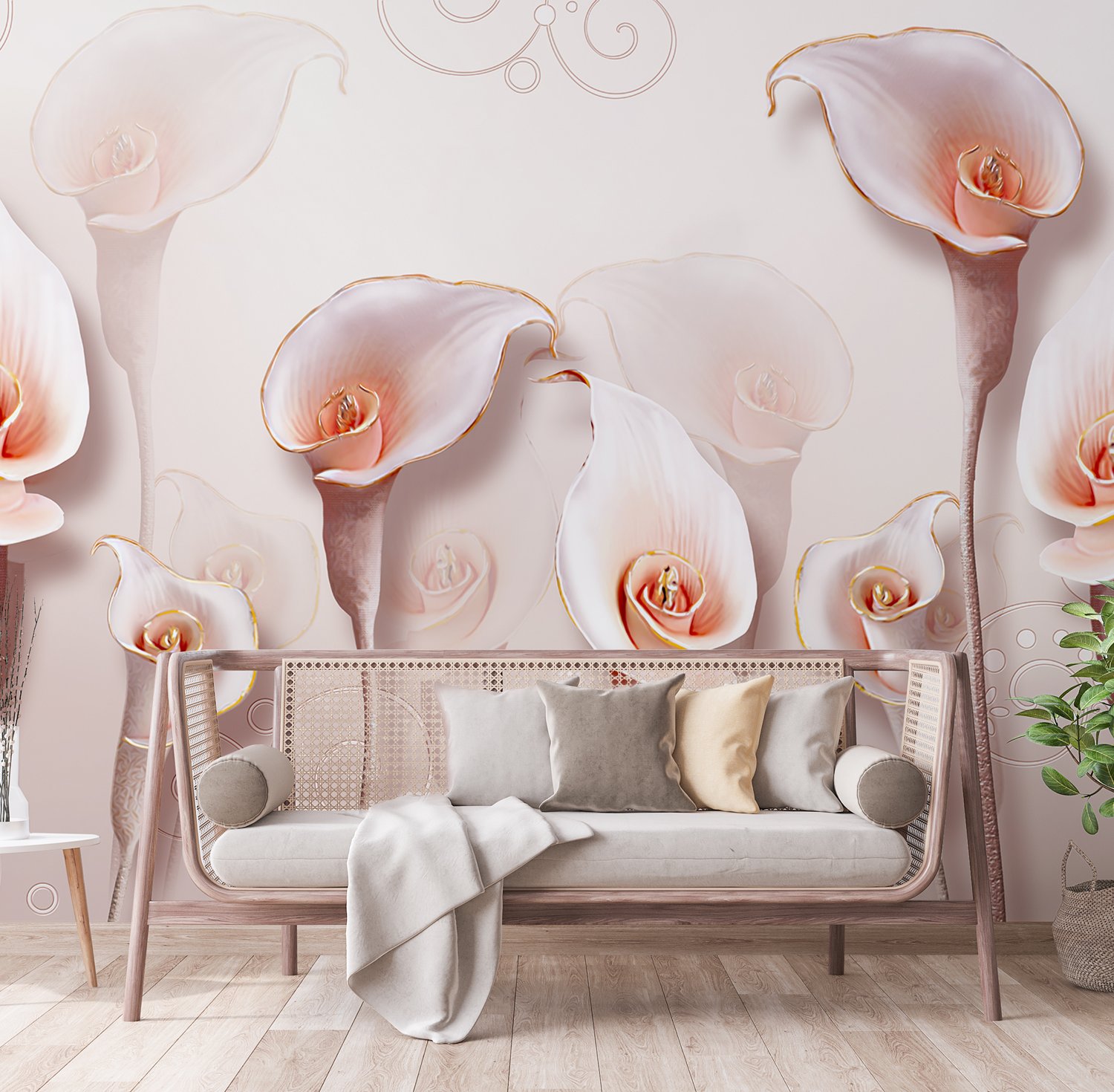 Elegante Calla-Lilie 3D Blumen Fototapete - Selbstklebende