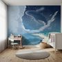 Cartoon Whale with Nightscape Wallpaper Mural