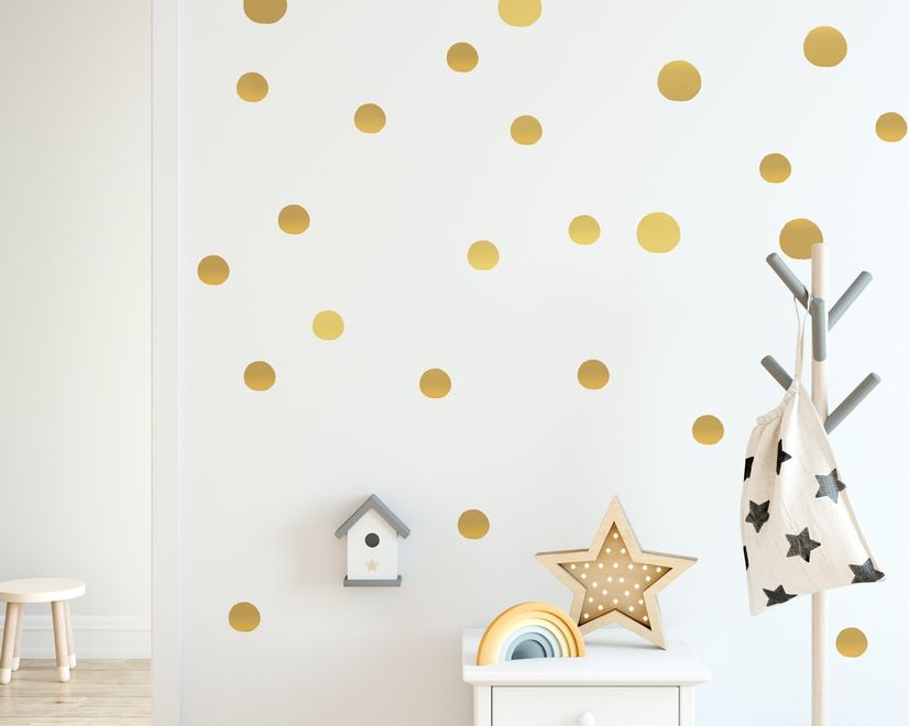 Gold Polka Dots Wall Decal Sticker