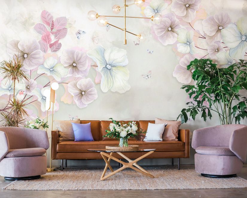 Watercolor Soft Flower Wallpaper Mural