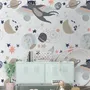 Papier peint panoramique chat volant au-dessus de la lune et des étoiles