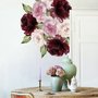 Sticker mural floral de pivoine rouge rose aquarelle