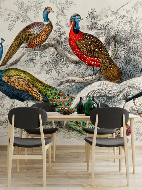 Historical Vintage Peacock Art Wallpaper Mural