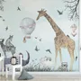 Kinder Aquarell Waldtiere mit Giraffe Zebra Nilpferd Fototapete