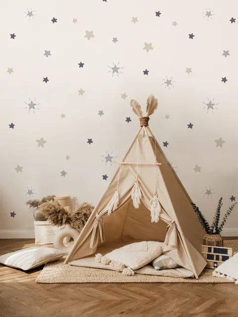Soft Colorful Shining View Stars for Nursery Wallpaper Mural
