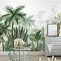 Papier peint palmier cartoon feuilles bananier tropical