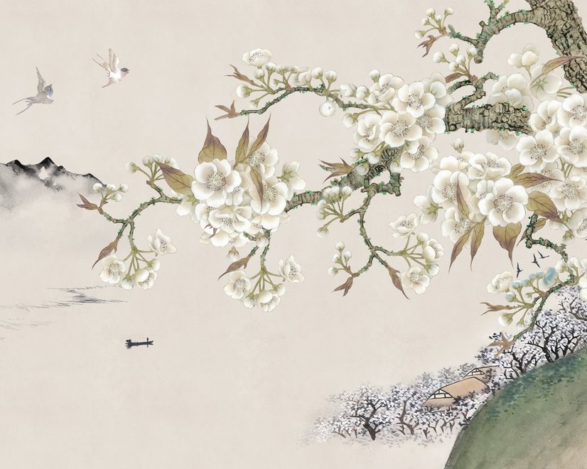 Papier peint panoramique Retro Plum Blossom