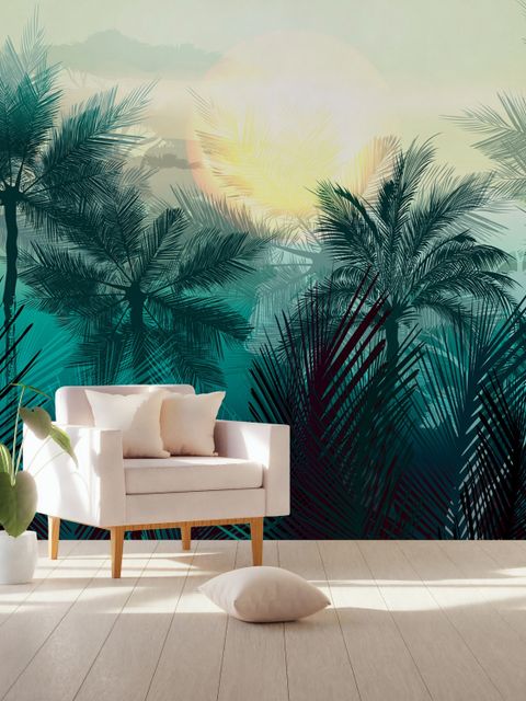 Papier peint forêt tropicale de palmiers