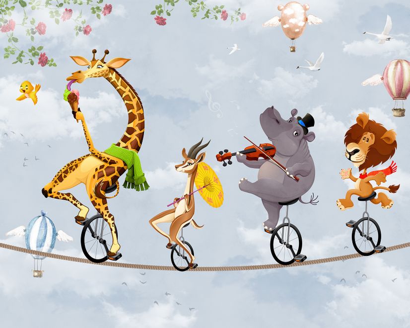Papier peint panoramique de la Slackline avec des animaux