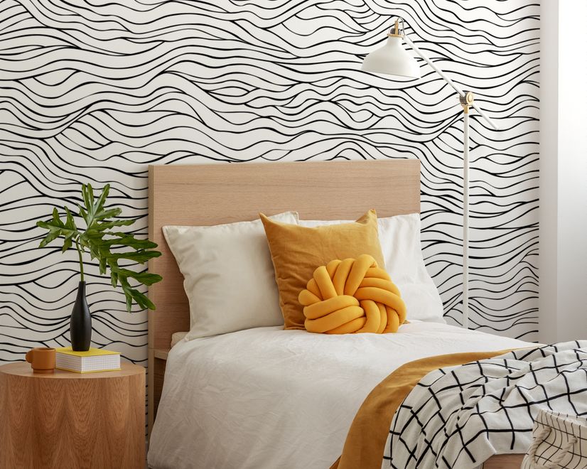 Black and White Minimalistic Abstract Line Art Wallpaper