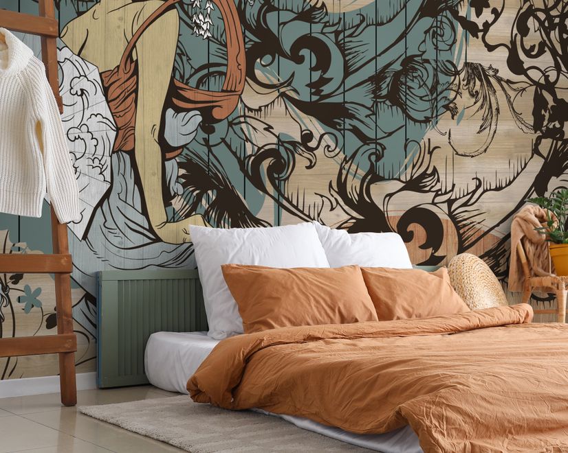 Retro Japanese Artistic Girl Wallpaper Mural