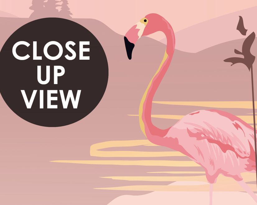 Pink Sunrise Landscape with Flamingos Wallpaper Mural