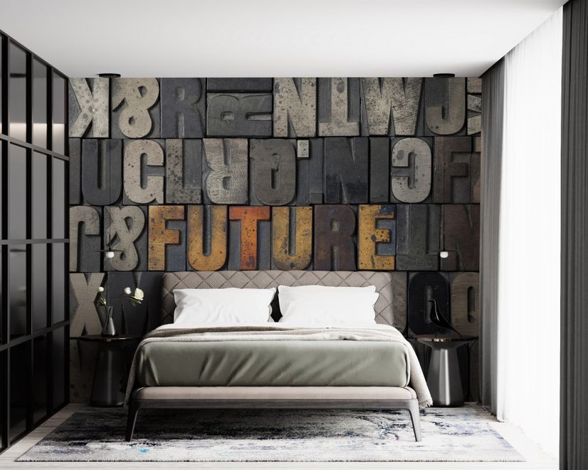 Papier peint panoramique typographie future
