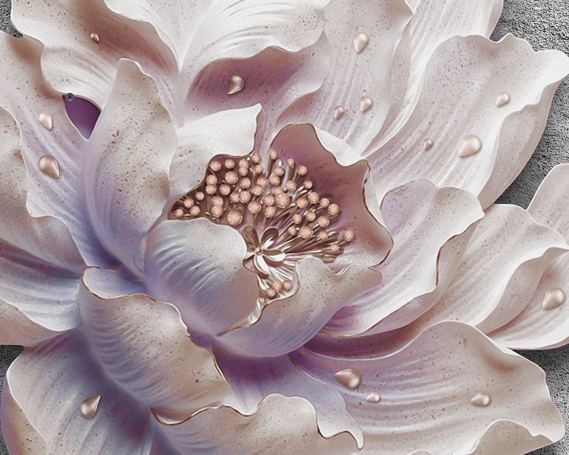 Elegante 3D Blumen Perlen Fototapete