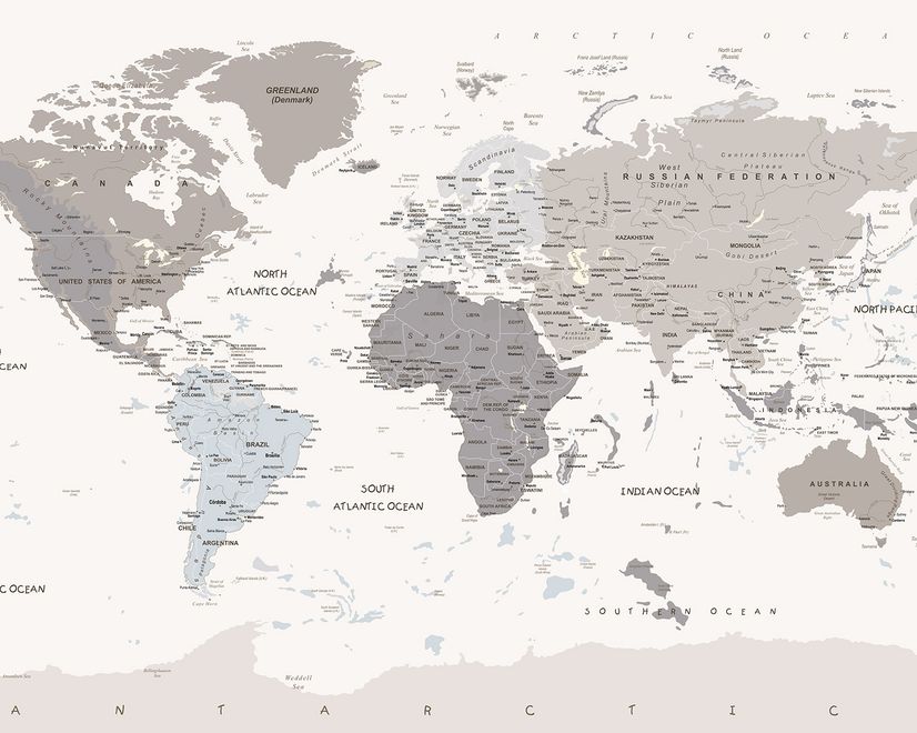 White Political Map Wallpaper Mural