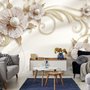 3D Look Pearl Daisy Floral Wallpaper Mural