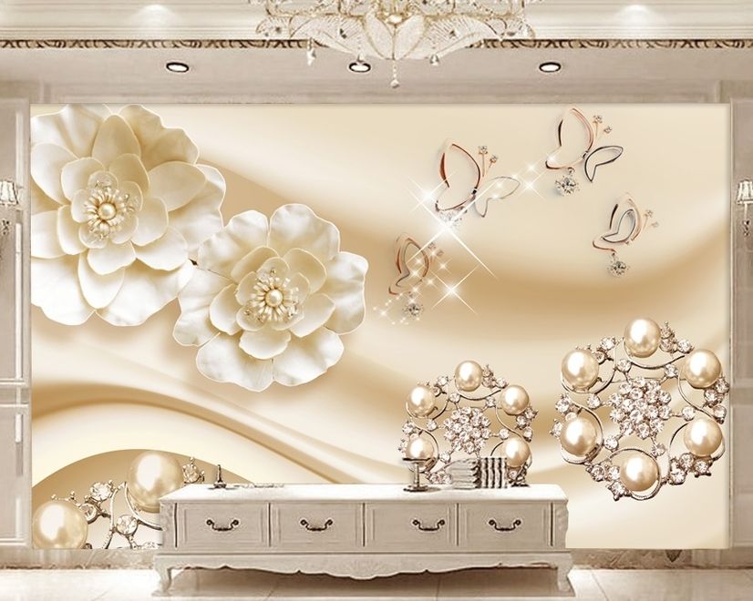 Gold Pearl Flower Wallpaper Mural