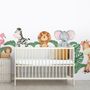 Kids Cute Forest Animal with Banana Leaves Wall Decal Sticker
