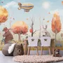 Kids Winter Animals with Zeppelin Wallpaper Mural