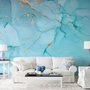 Light Blue Marble with Gold Look Splash Wallpaper Mural