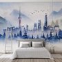 Aquarell-Wolkenkratzer-Landschaft Fototapete