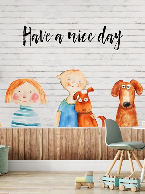 Fototapete Kleine Kinder und Hunde