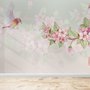 Papier peint panoramique fleurs de bégonia rose aquarelle