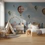Kids Harbor Village and Hot Air Balloons Wallpaper Mural