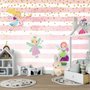 Kids Cartoon Fairy with Stripe Pattern Wallpaper Mural