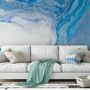 Abstract Turquoise Wave Pattern Wallpaper Mural