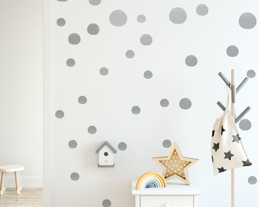 Silver Polka Dots Wall Decal Sticker
