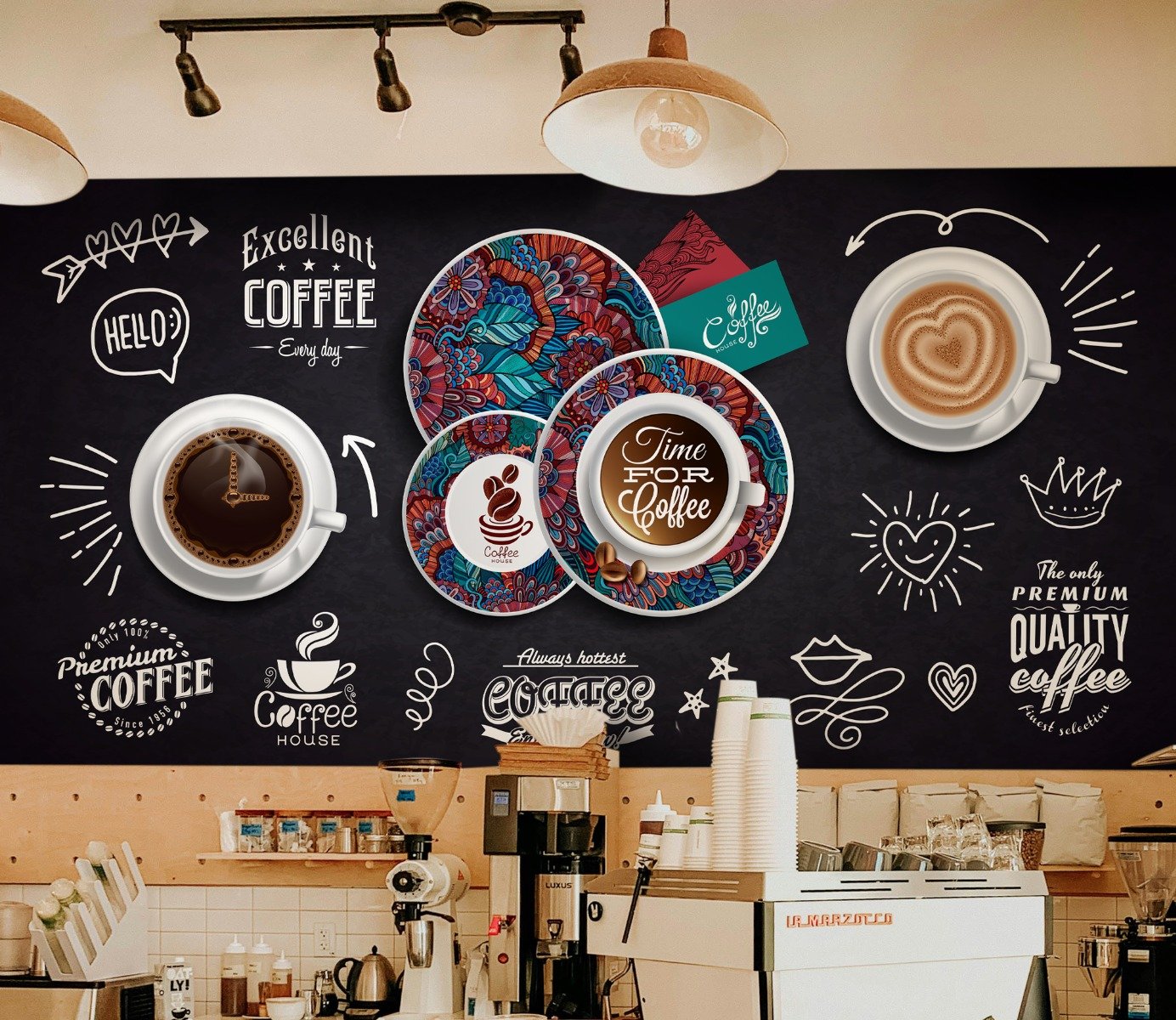 Vintage Coffee Wallpaper Mural - Peel and Stick