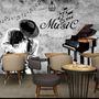 Dark Music Notes with Piano Wallpaper Mural
