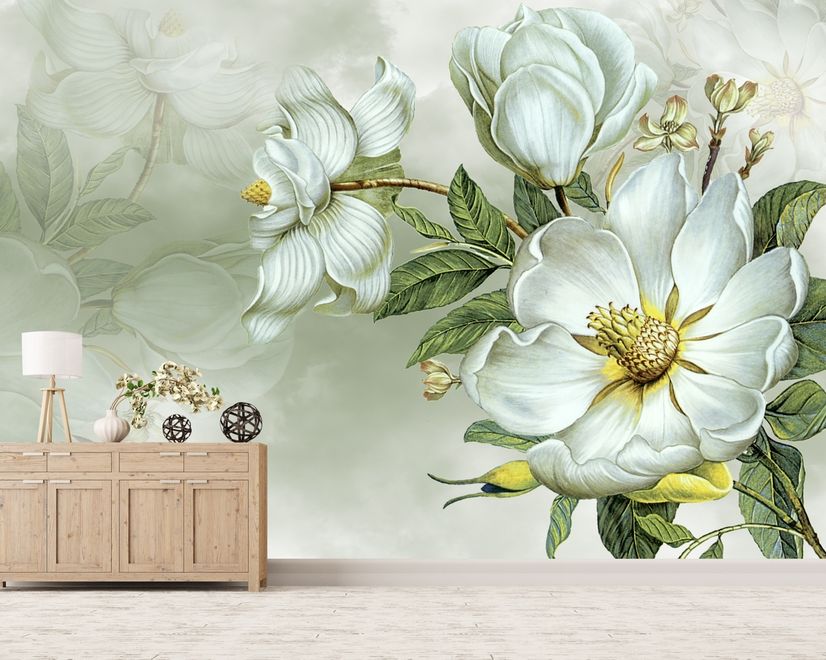 Nostalgic Magnolia Floral Wallpaper Mural