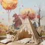 Kids Winter Animals with Zeppelin Wallpaper Mural