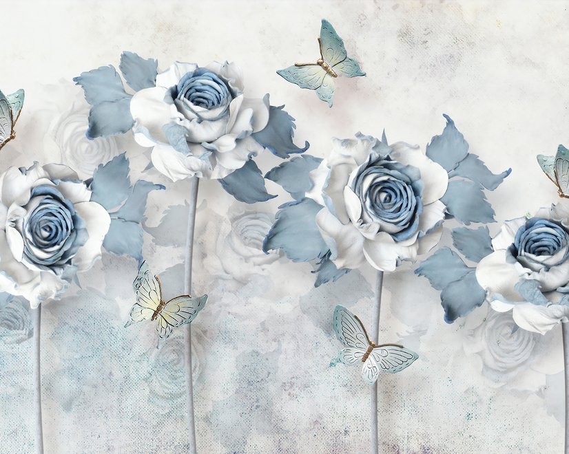 Sanfte Blaue Blumen Fototapete