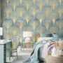 Moderne Eau De Nil Art Deco Goldene Linien Fototapete
