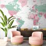 Pink and Green Political World Map Wallpaper Mural