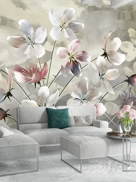 Ölgemälde Pastell Blumen Fototapete