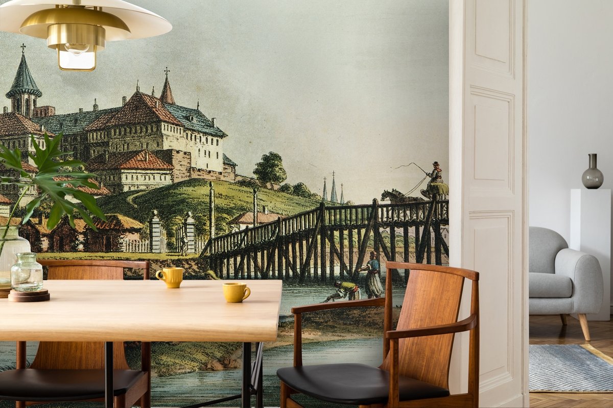 Historische Seelandschaft mit Palast Fototapete - Selbstklebende