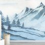 Kids Mountain Landscape with Cartoon Bear Wallpaper Mural