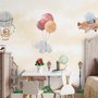 Aquarell Niedliche Häuser mit Fliegenden Tieren Fototapete für Kinder