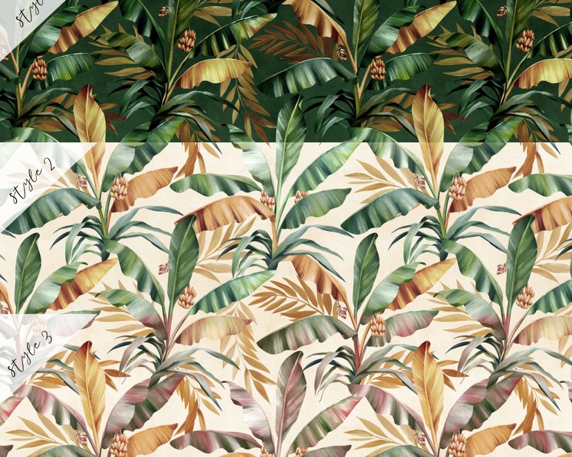 Palm and Banana Leaf Wallpaper Mural