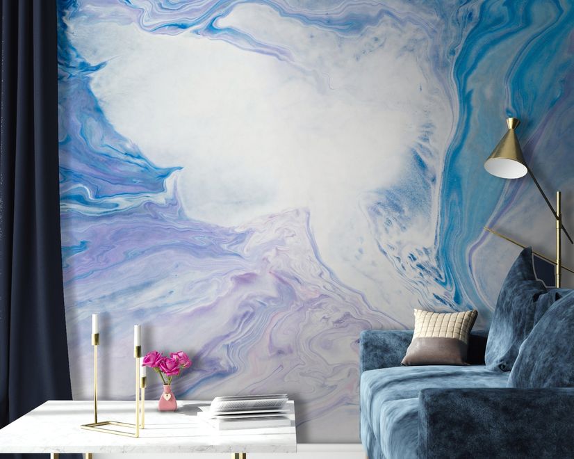 Abstract Turquoise Wave Pattern Wallpaper Mural