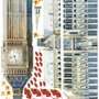 Londres Big Ben et Westminster avec feuilles d'automne Stickers muraux Sticker