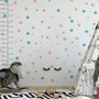 Pink Blau Bunte Doodle Polka Dots Wandtattoo
