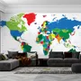 Kids Colorful Political World Map Wallpaper Mural
