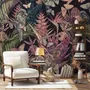 Tropical Birds on Branch with Butterflies Wallpaper Mural