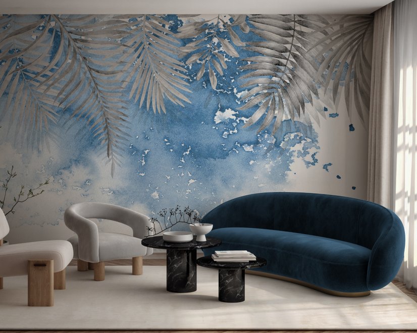 Nordic Style Tropical Leaves Wallpaper Mural